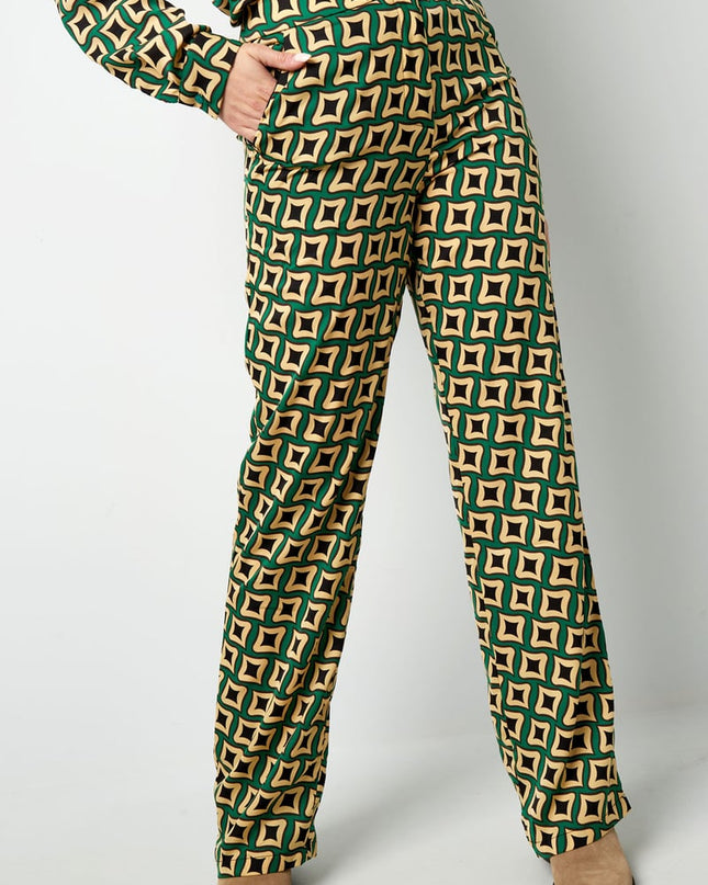 Broek retro print zwart