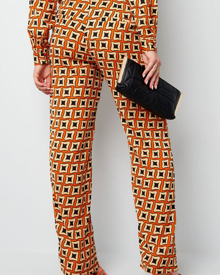 Broek retro print zwart