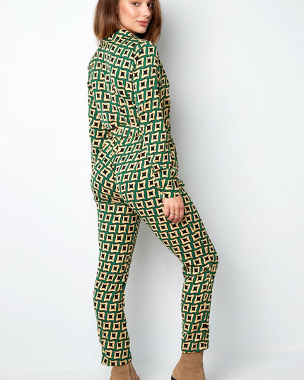 Jumpsuit retro print zwart