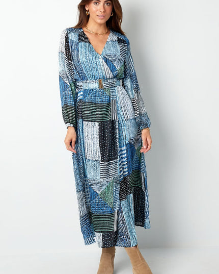 Maxi jurk over de top print blauw