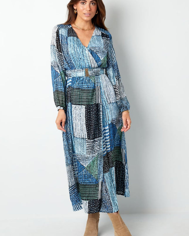 Maxi jurk over de top print blauw