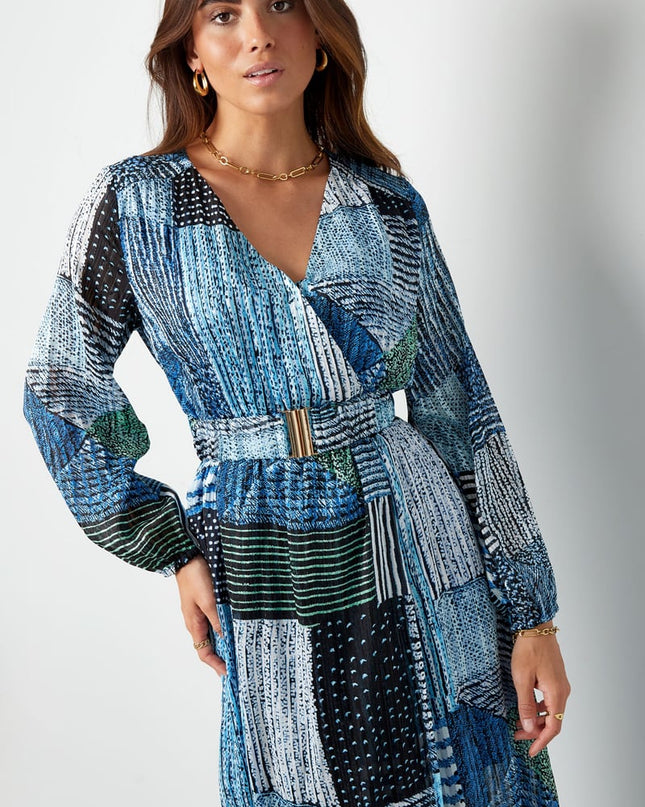 Maxi jurk over de top print blauw