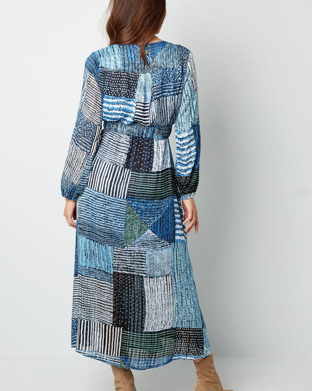 Maxi jurk over de top print blauw