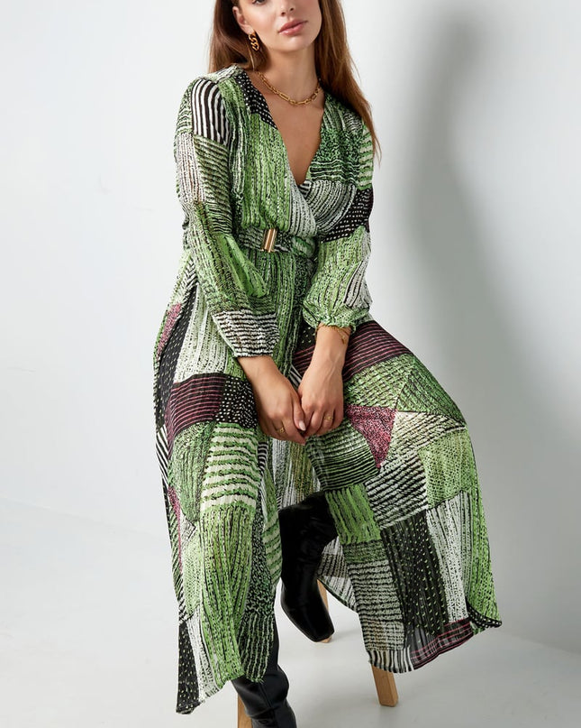 Maxi jurk over de top print blauw