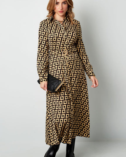 Maxi jurk retro print groen