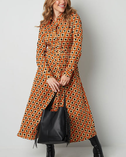 Maxi jurk retro print groen