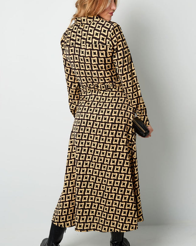 Maxi jurk retro print groen