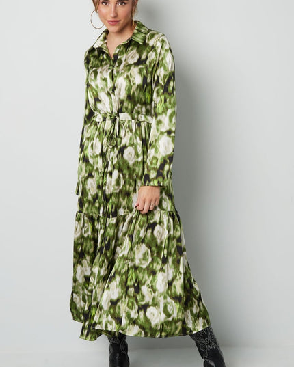 Maxi jurk bloemenprint groen