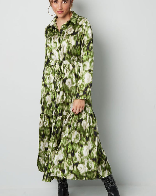 Maxi jurk bloemenprint groen