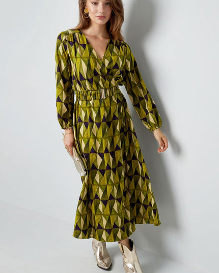 Maxi jurk retroprint groen