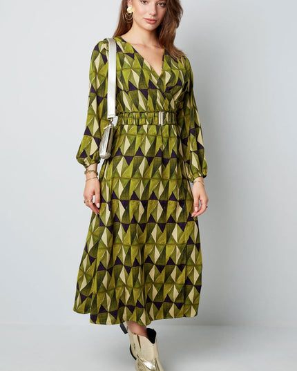 Maxi jurk retroprint groen
