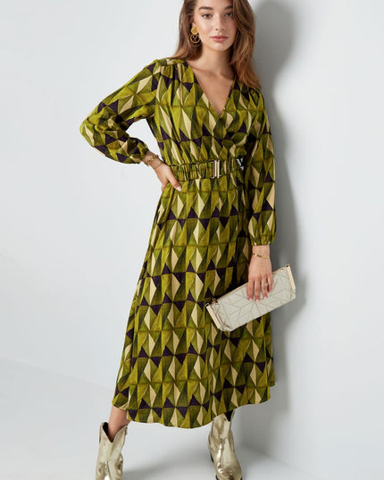 Maxi jurk retroprint groen