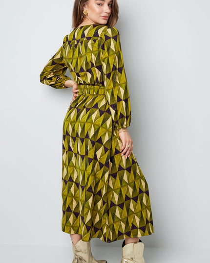 Maxi jurk retroprint groen