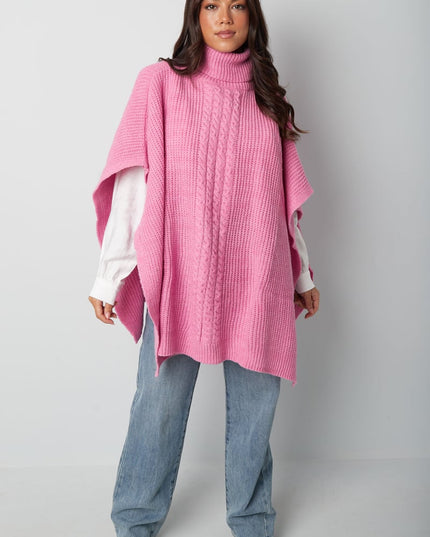 Effen gebreide poncho