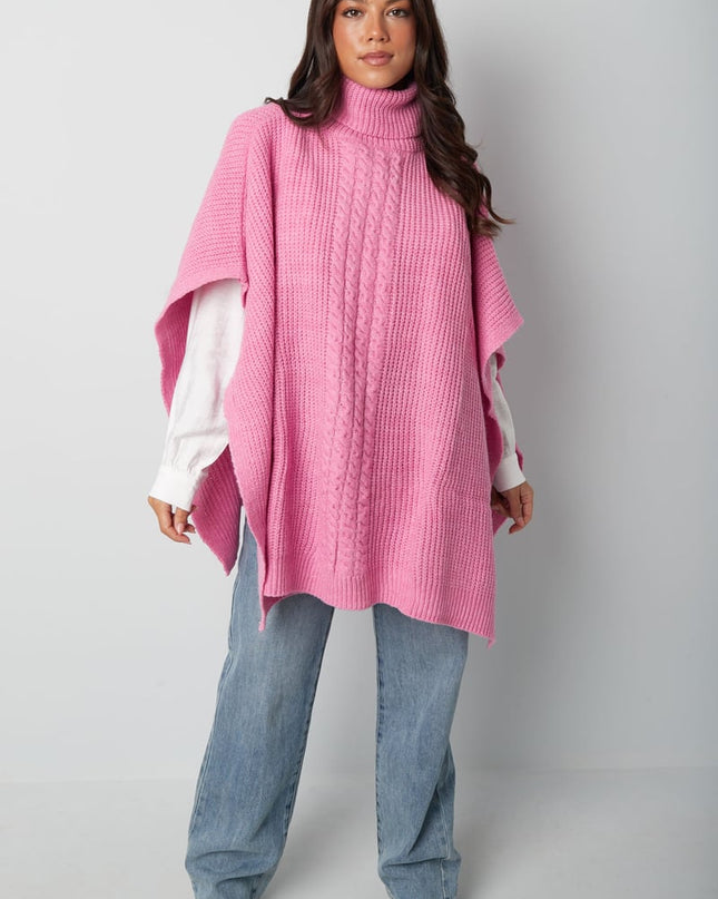 Effen gebreide poncho