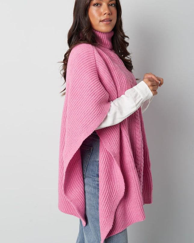 Effen gebreide poncho