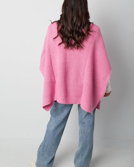 Effen gebreide poncho