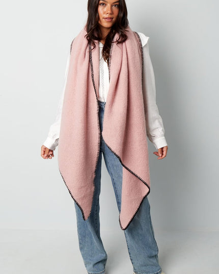 Wintersjaal eenkleurig met zwarte stiksels