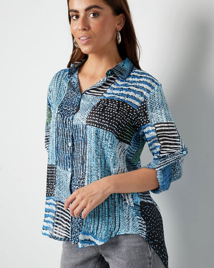 Blouse over de top print roze