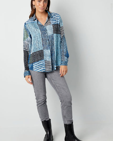 Blouse over de top print roze