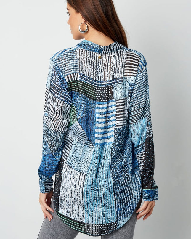 Blouse over de top print roze