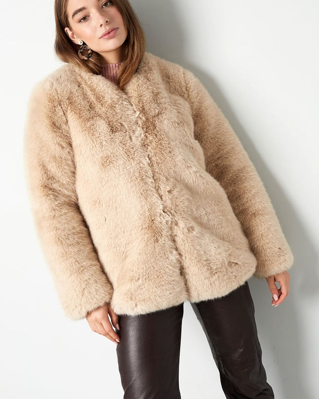 Faux fur coat - dark blue