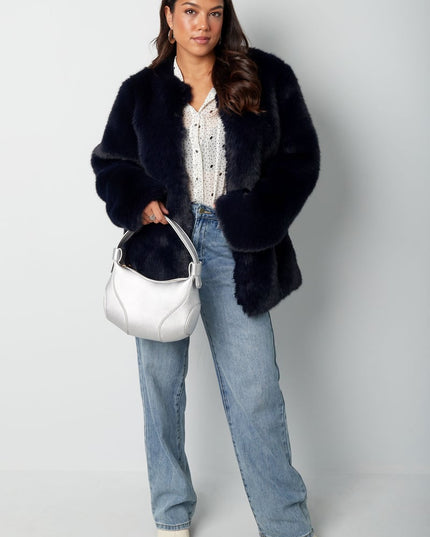 Faux fur coat - dark blue