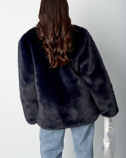 Faux fur coat - dark blue