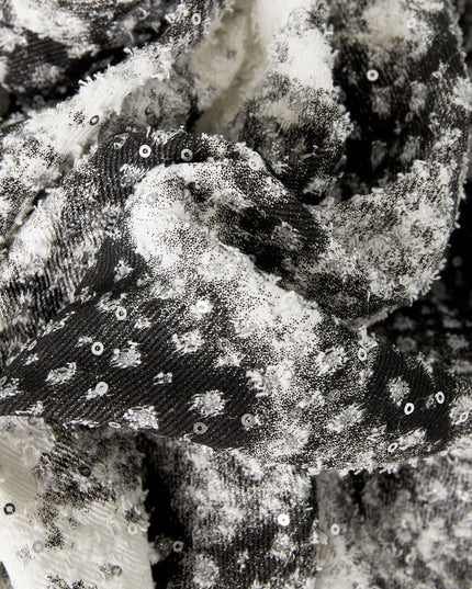 Short spots with glitter - black and white - S