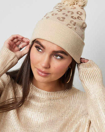 Muts tijgerprint pompom