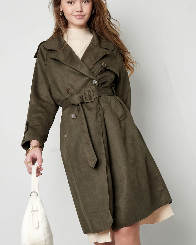 Classic trench coat suede - green S