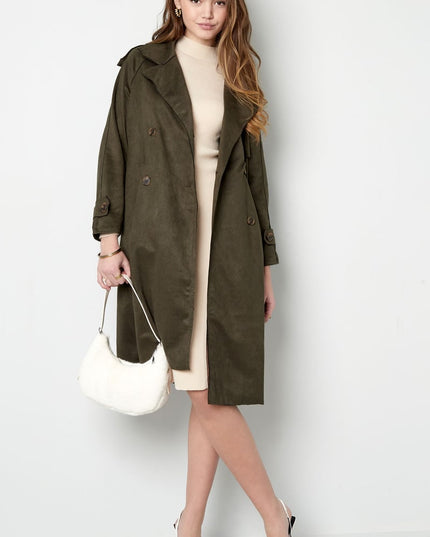 Classic trench coat suede - green S