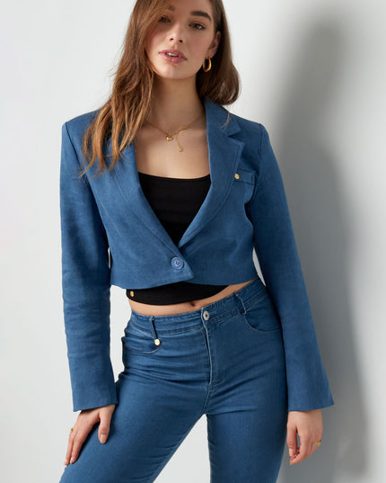 Denim cropped blazer - blue