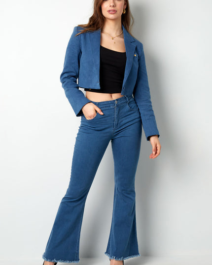 Denim cropped blazer - blue