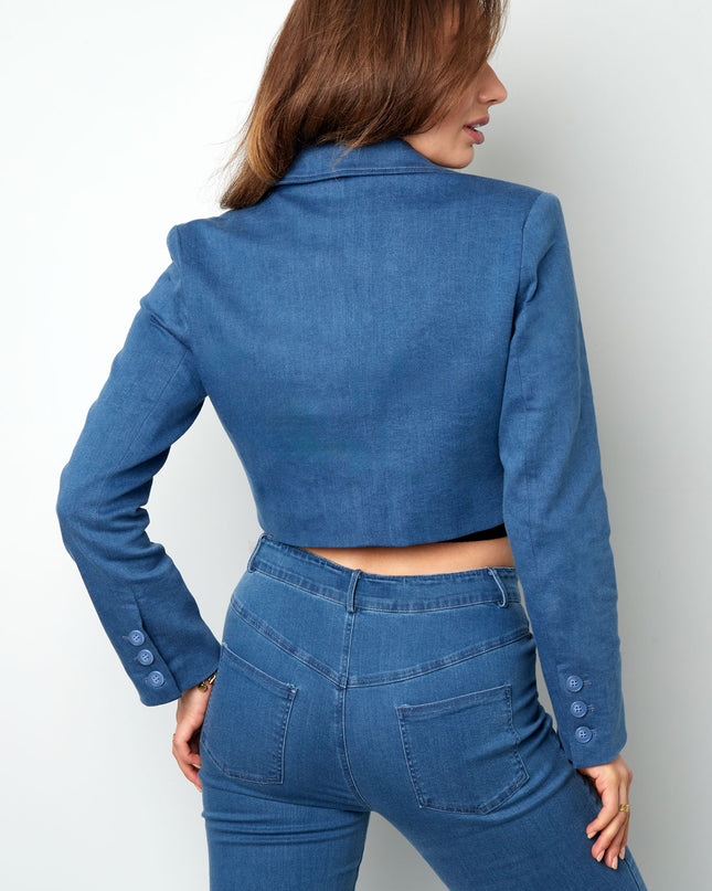Denim cropped blazer - blue
