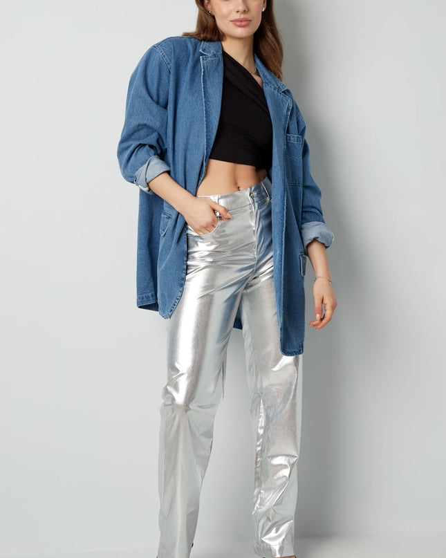 Metallic trousers - Silver Color color