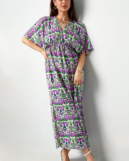 Long dress with print - red/blue - S