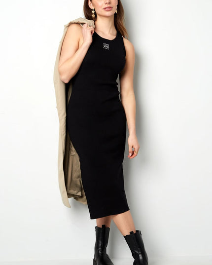 Long knitted dress love - white