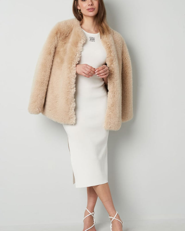 Long knitted dress love - white