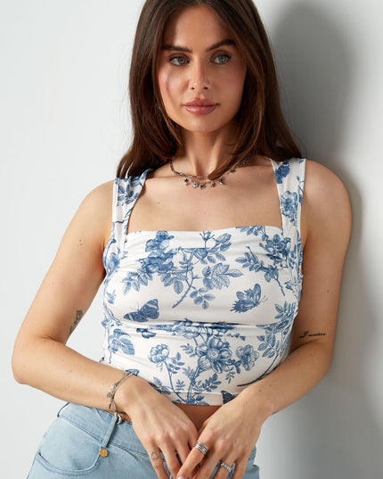 Flower butterfly top - blue 