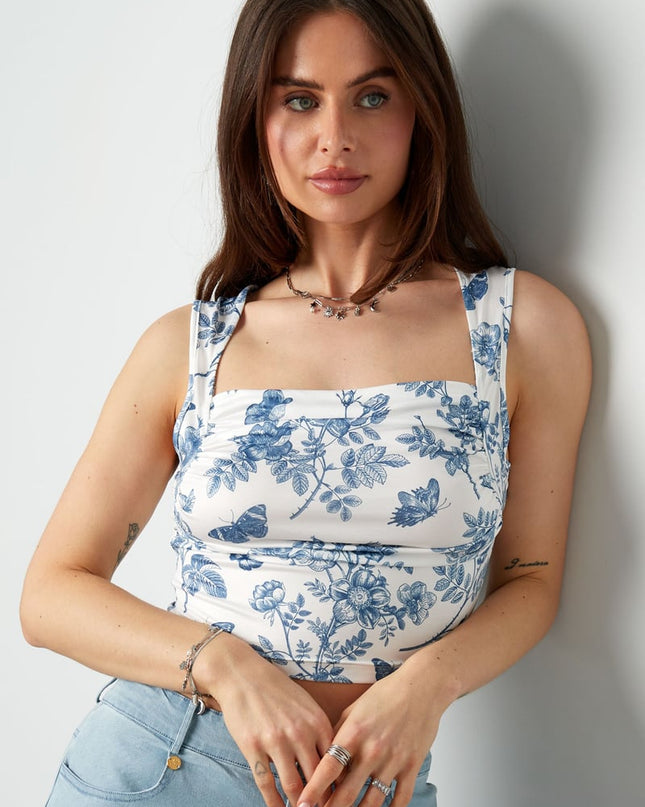 Flower butterfly top - blue 