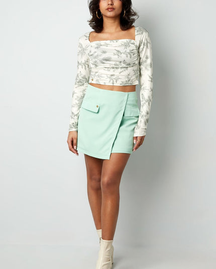 Long sleeve flower top - blue 