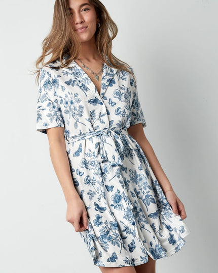 Flower dress with bow - beige 