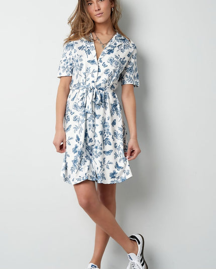 Flower dress with bow - beige 