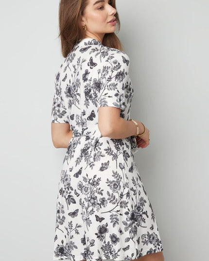 Flower dress with bow - beige 