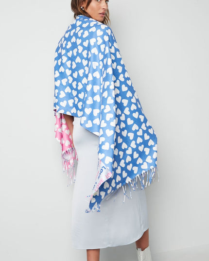 Sjaal met dubbele print - oranje-roze