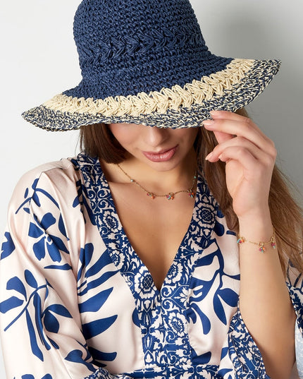 Gevlochten hoed met lagen - groen 