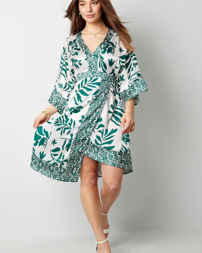 Midi dress with floral print - fuchsia