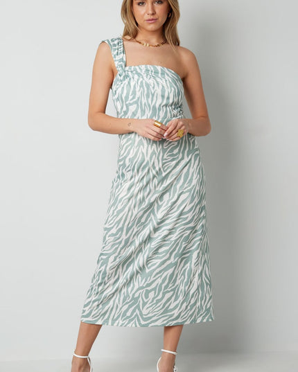 One shoulder zebra dress - black