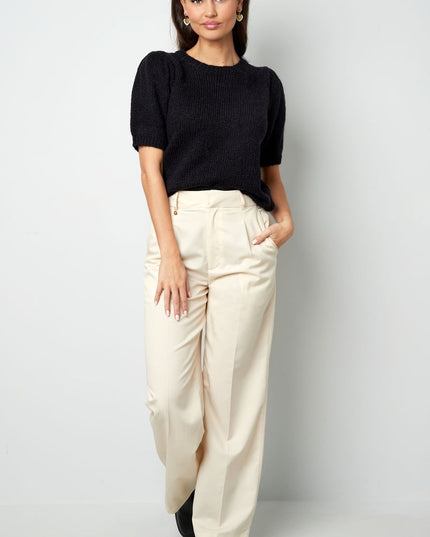 Basic shirt with puffed sleeves - black